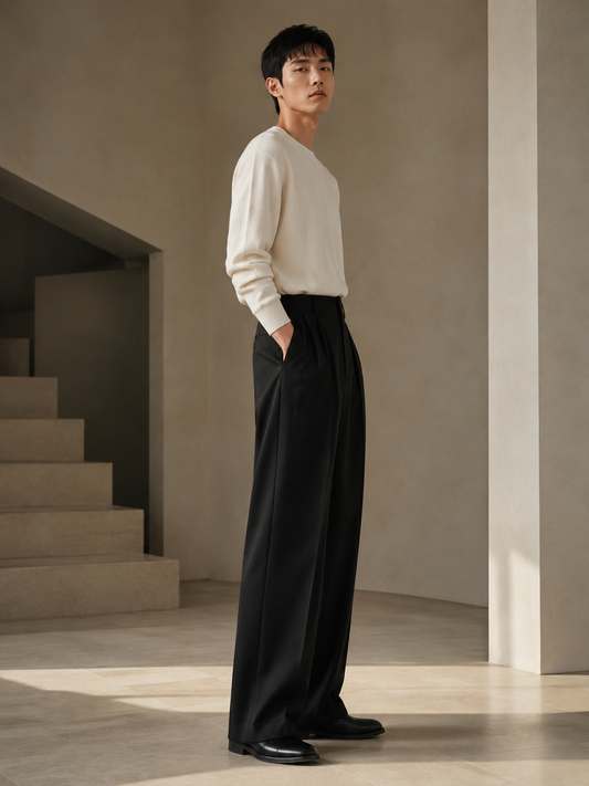 WIDE TWO TUCK TROUSERS