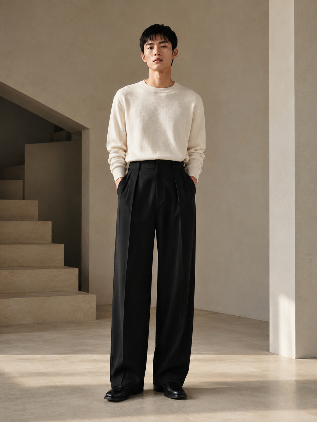WIDE TWO TUCK TROUSERS