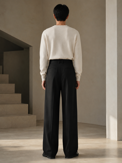 WIDE TWO TUCK TROUSERS