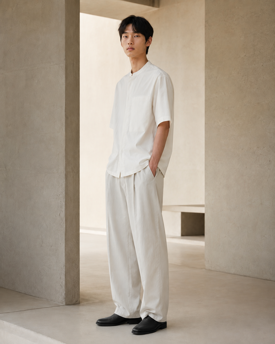 COLLARLESS SUMMER SHIRT