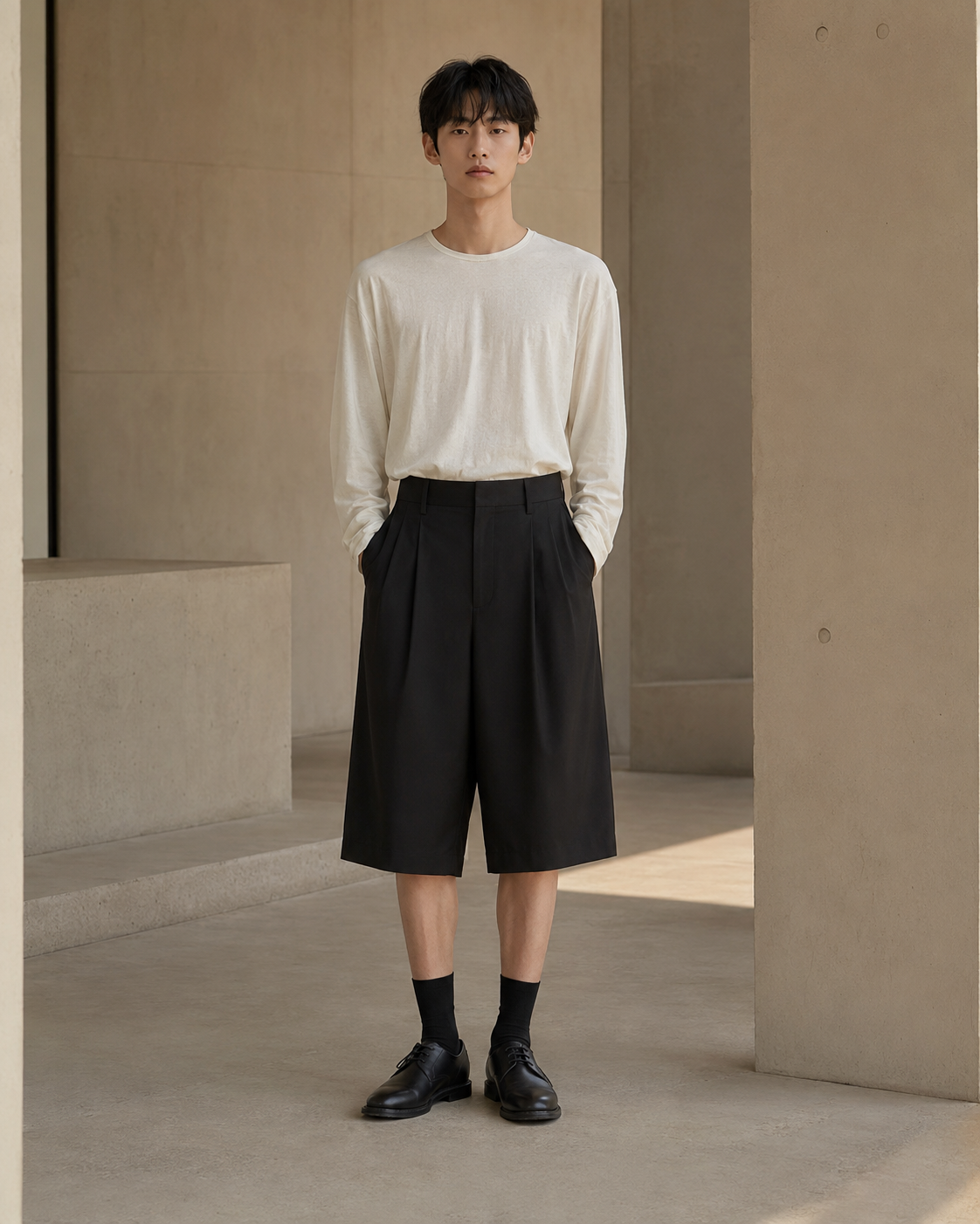 WIDE TUCK SHORTS