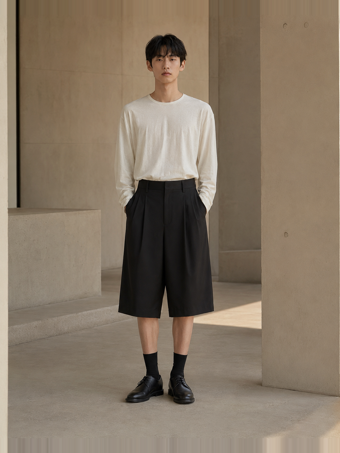 WIDE TUCK SHORTS